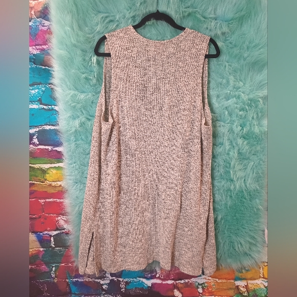 Ruby Rd Gray Silver White Sleeveless Open Front Fall Sweater Size M - Picture 10 of 14